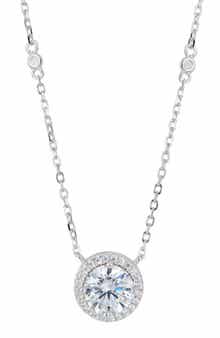 SAVVY CIE JEWELS Brilliant Cubic Zirconia Halo Pendant Necklace