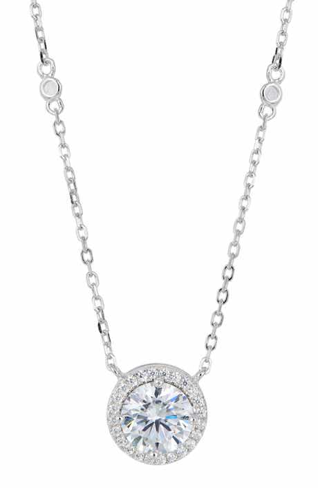 SAVVY CIE JEWELS Brilliant Cubic Zirconia Halo Pendant Necklace