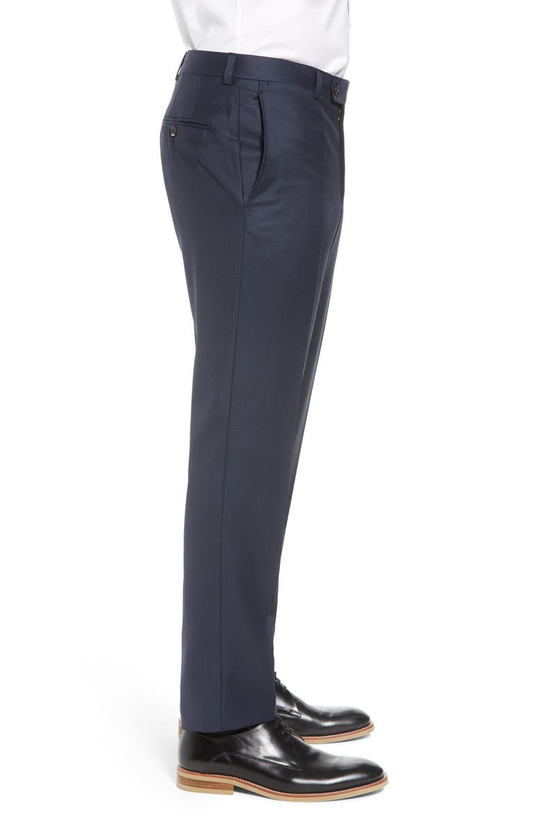 Ted Baker London Jefferson Flat Front Wool Dress Pants, Alternate, color, Navy