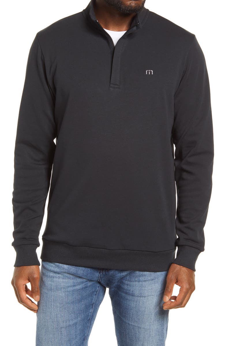 TravisMathew Cloud 2.0 Quarter Zip Pullover, Main, color, Black