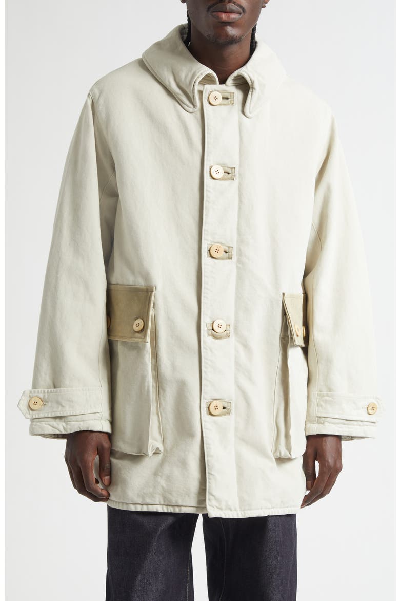 Winfield Field Coat with Genuine Shearling Collar, Alternate, color, OFF WHITE