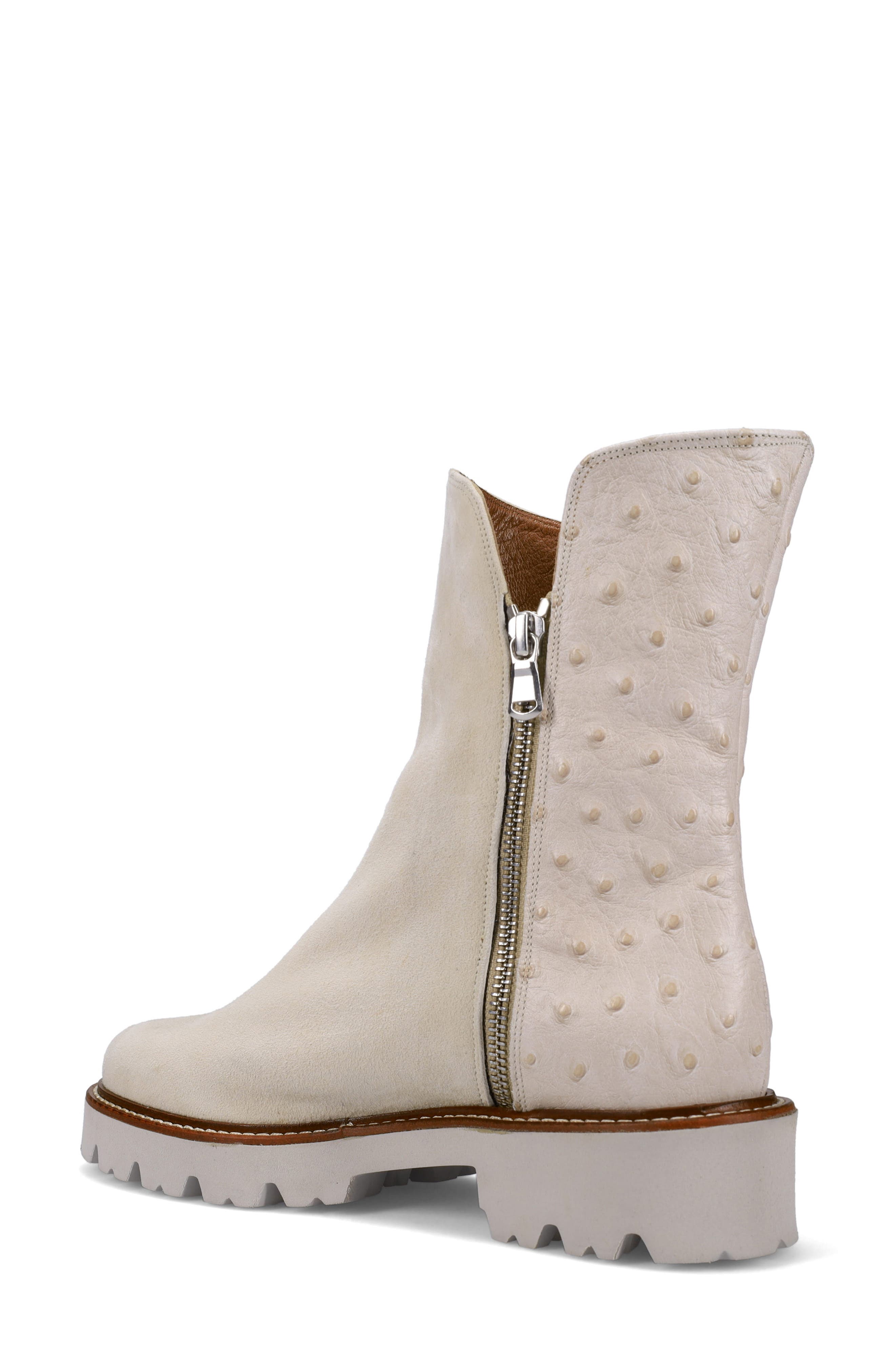 Ron White Paris Ostrich Embossed Side Zip Boot, Alternate, color, Dove
