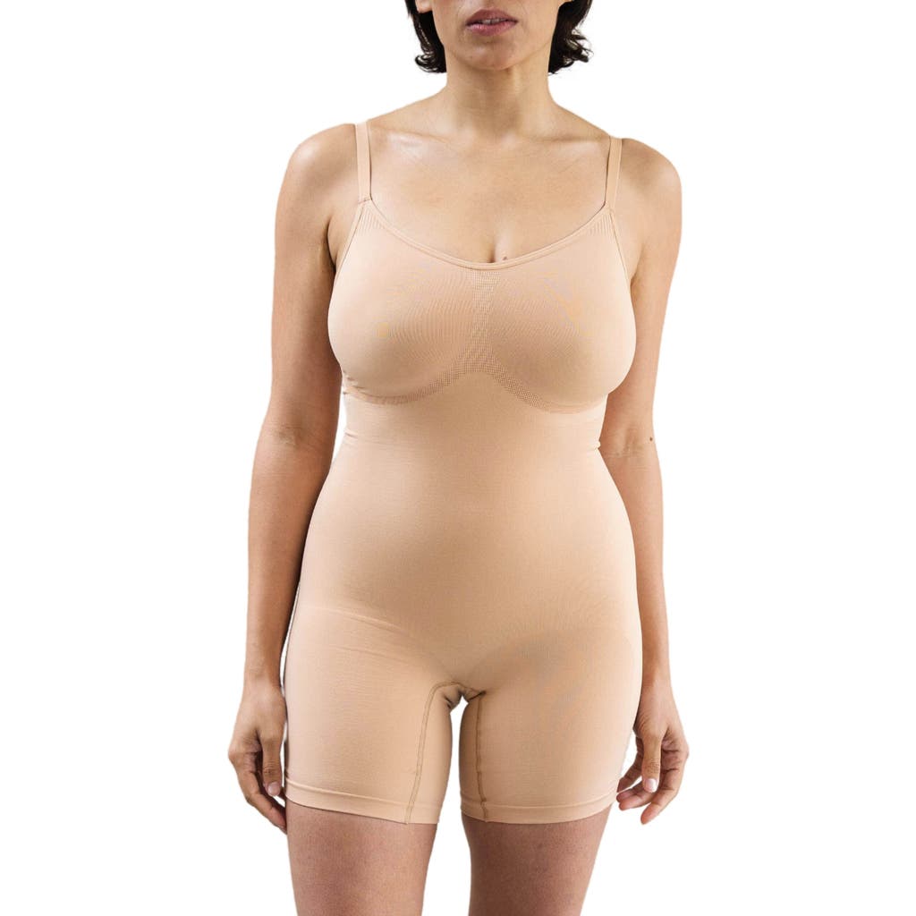 Proclaim Mid-thigh Plant-based Shapewear Bodysuit In Light Nude