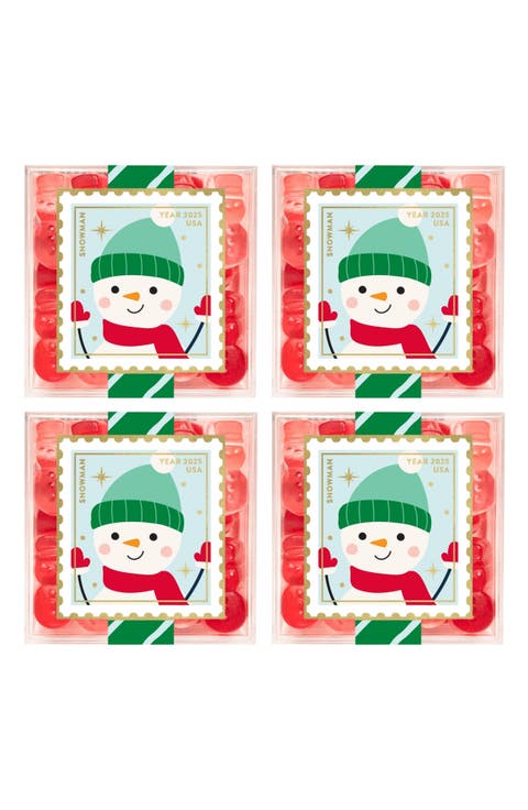 Set of 4 Snowman Gummies Candy Cubes