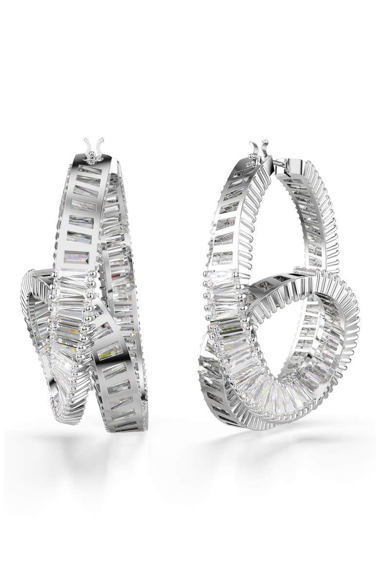 Matrix Twisted Hoop Earrings, Alternate, color, RHODIUM/ WHITE