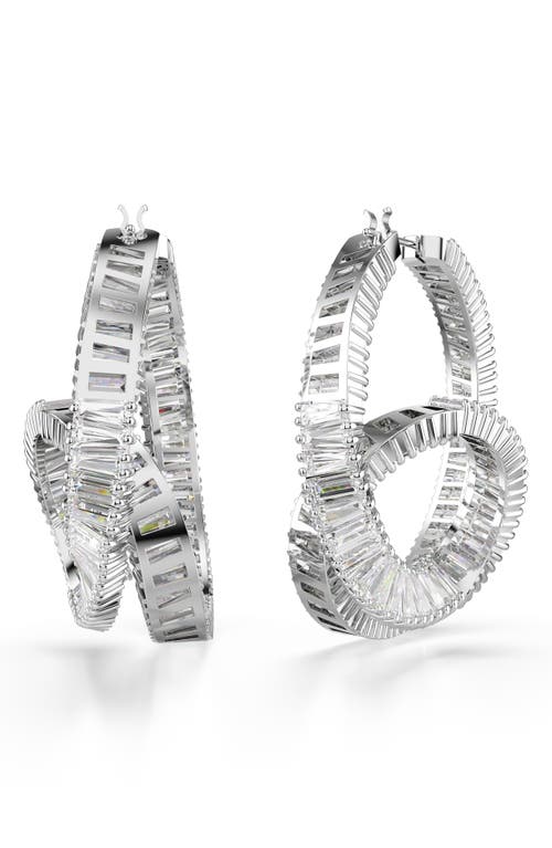Swarovski Matrix Rhodium Plated Hoop Earrings In White
