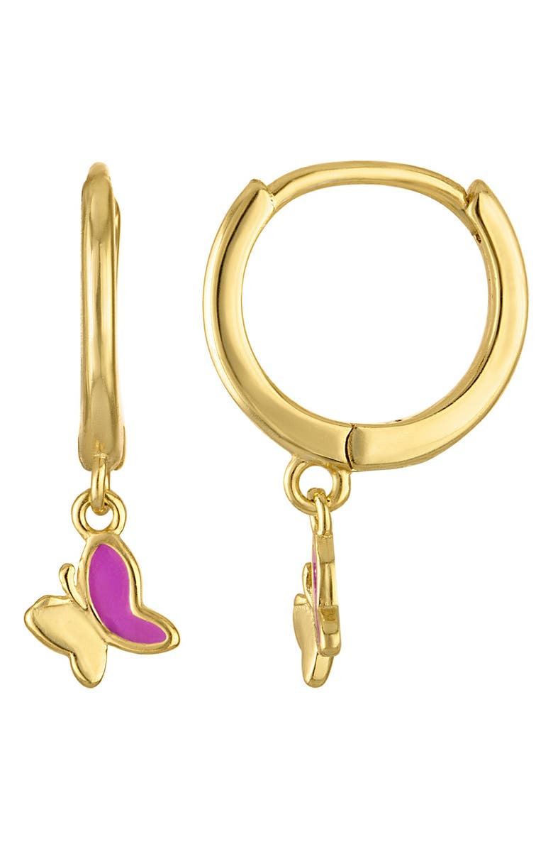 FZN Kids' Butterfly Hoop Earrings, Main, color, Gold