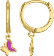 FZN Kids' Butterfly Drop Hoop Earrings