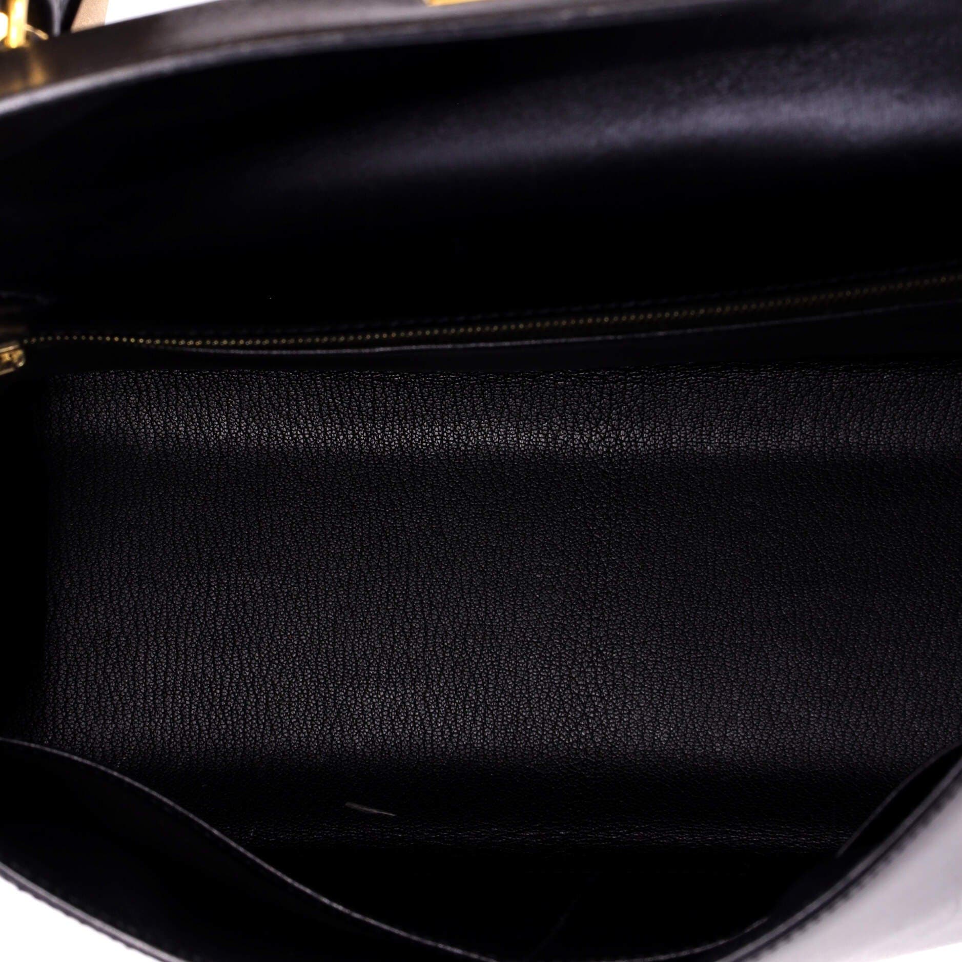 Pre-Owned Hermes Kelly Handbag Black Box Calf with Gold Hardware 32, Alternate, color, Noir