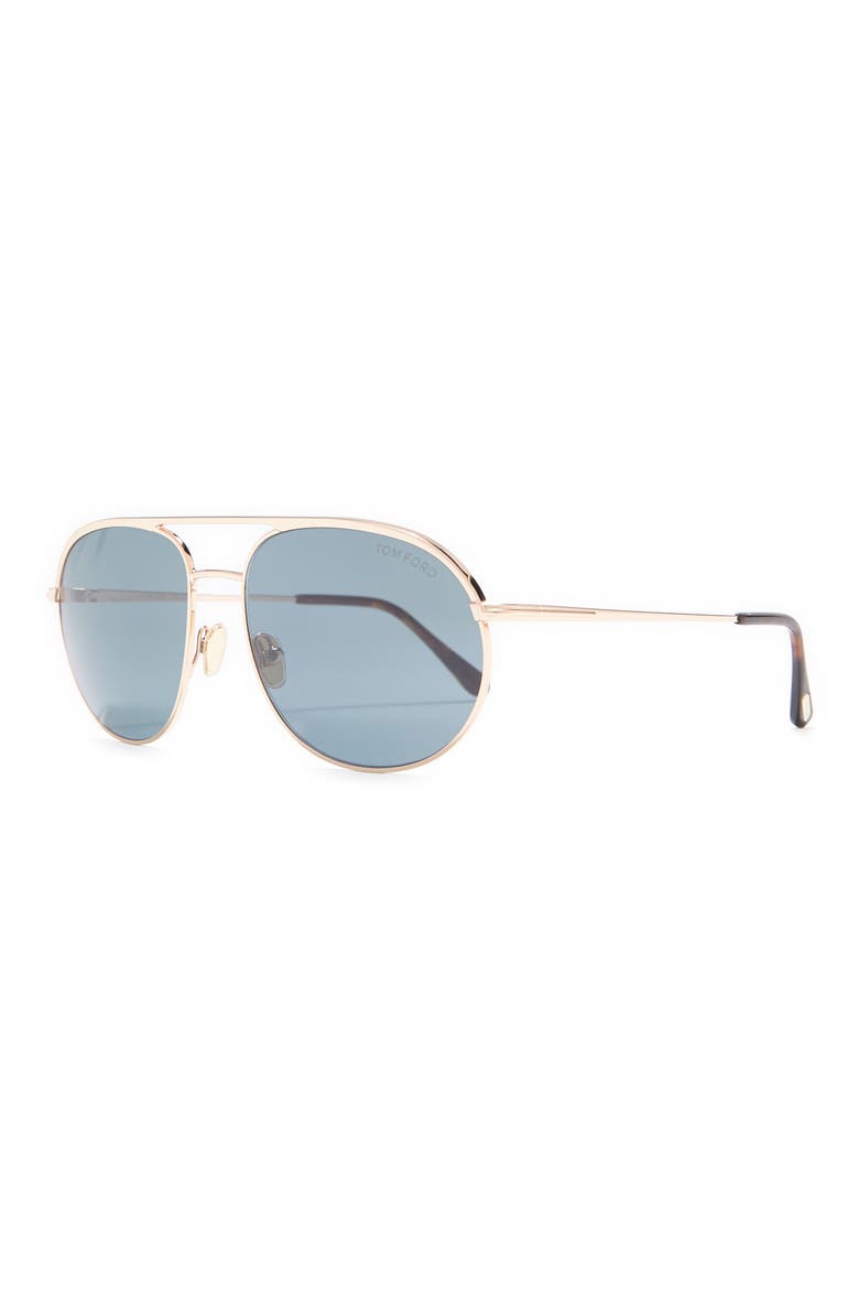 Gio 59mm Aviator Sunglasses, Alternate, color, SHINY ROSE GOLD / BLUE