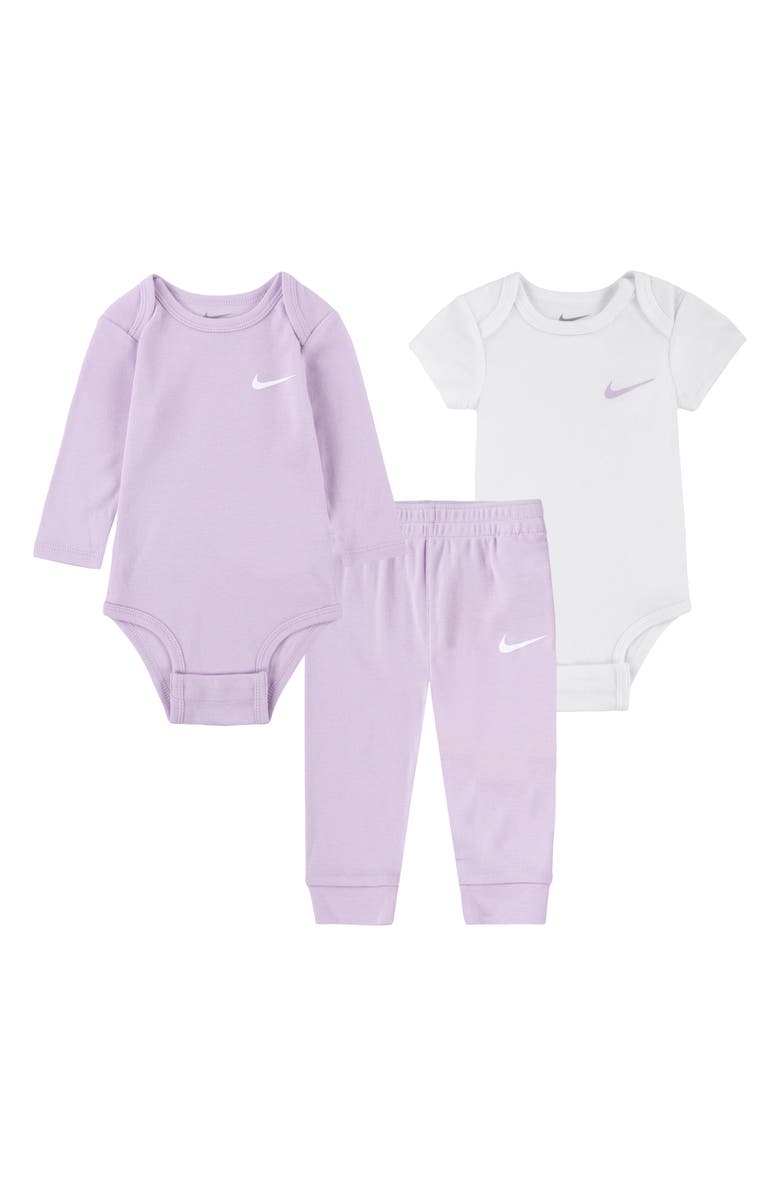Nike Solid 3-Piece Bodysuits & Joggers Set, Main, color, Doll
