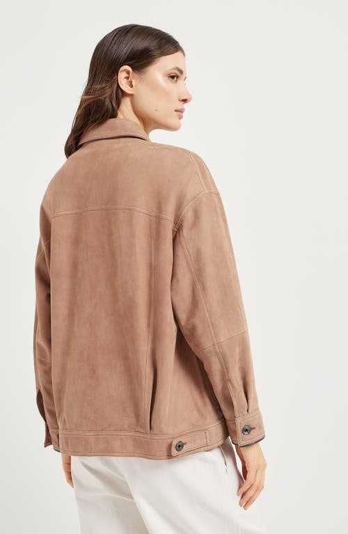 Brunello Cucinelli Couture Suede Jacket In Rust Brown