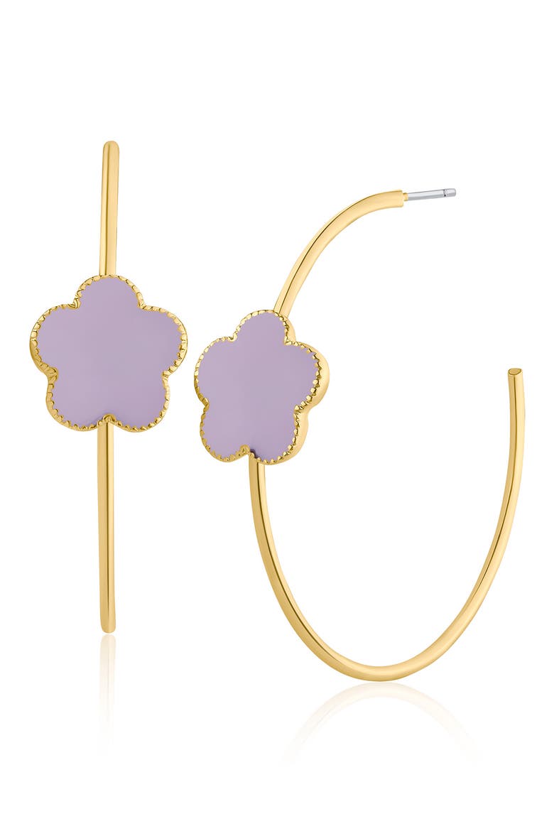 Clover Station Hoop Earrings (Nordstrom Exclusive), Main, color, LAVENDER/ GOLD