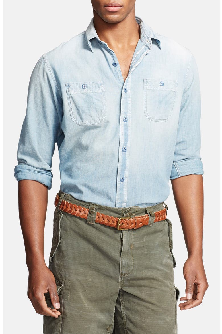 Classic Fit Chambray Sport Shirt, Main, color, LIGHT CHAMBRAY