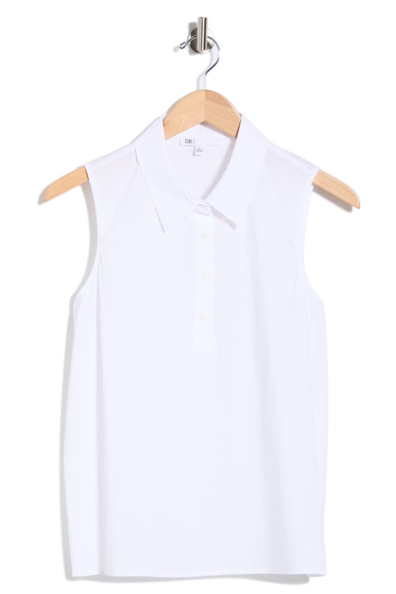 Sleeveless Poplin Polo, Alternate, color, NEW WHITE