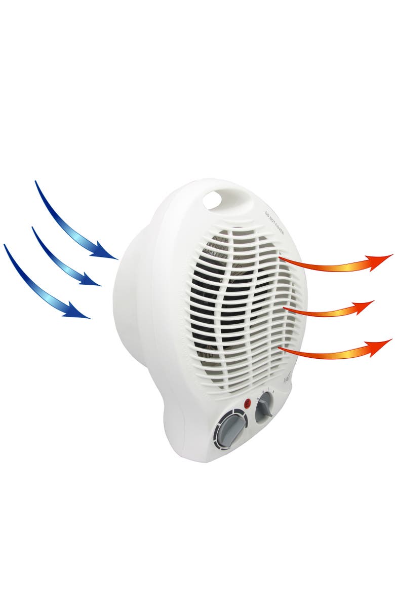 Vie Air 1500W Portable 2-Settings White Home Fan Heater with Adjustable Thermostat, Alternate, color, White