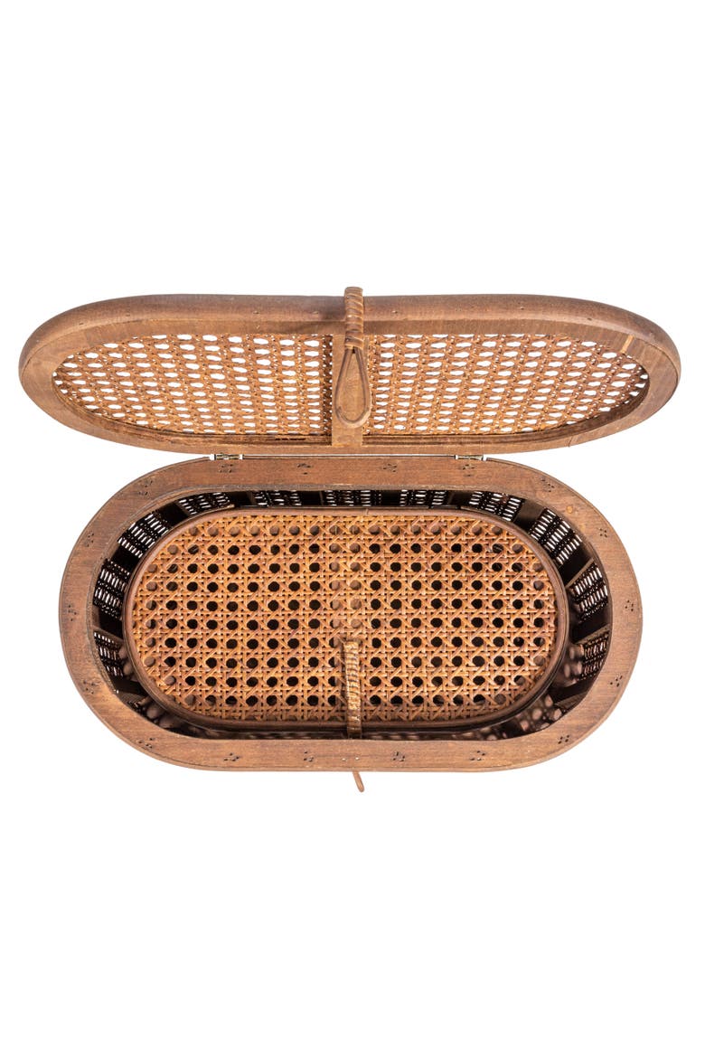 Modern Decorative Oval Woven Rattan Storage Boxes, Set of 2 Sizes, Dark Brown Finish, Alternate, color, Brown