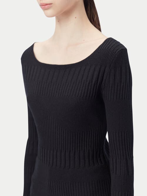 Gobi Mongolian Cashmere Ribbed Cotton Silk Cashmere Blend Sweater In Black