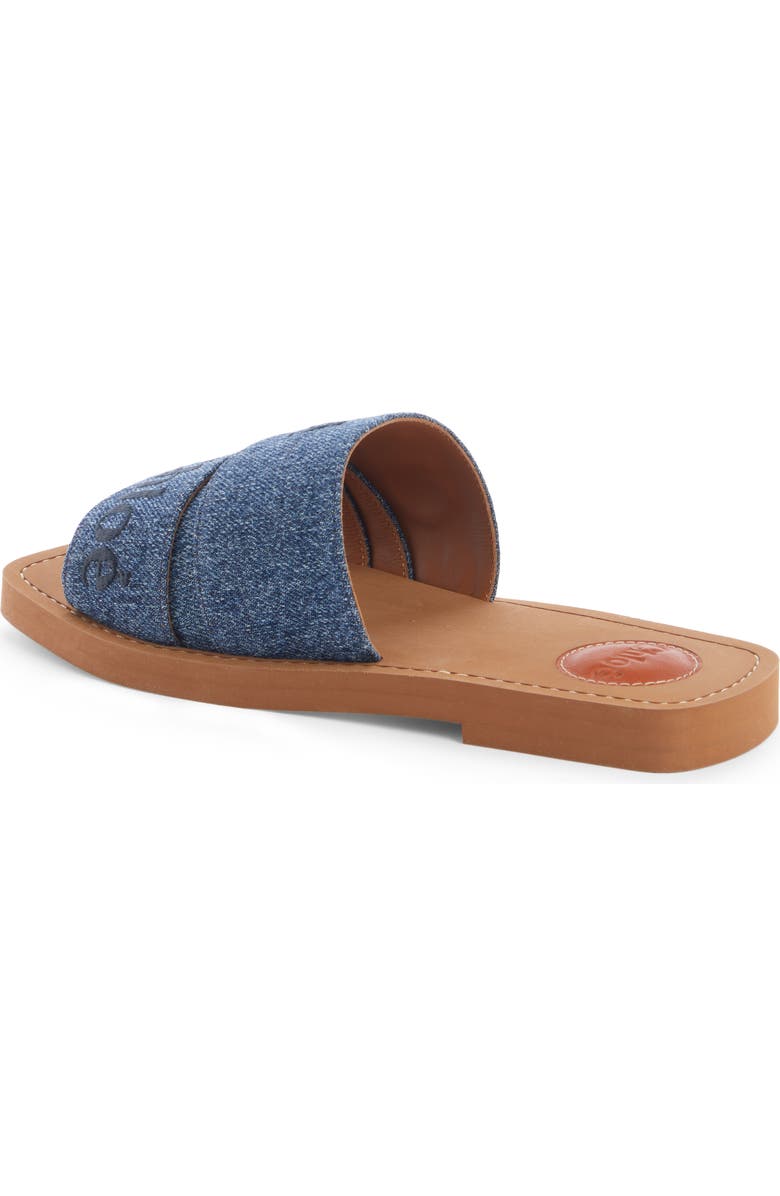 Chloé Woody Logo Denim Slide Sandal, Alternate, color,