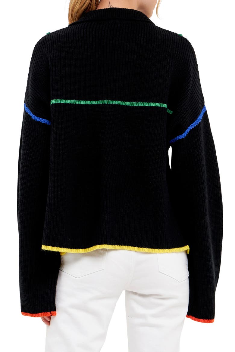 Color Accent Half-Zip Pullover, Alternate, color, BLACK MULTI