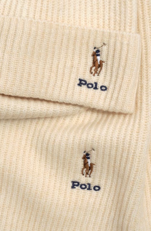 Polo Ralph Lauren Pony Merino Wool Hat & Scarf Set In Neutral