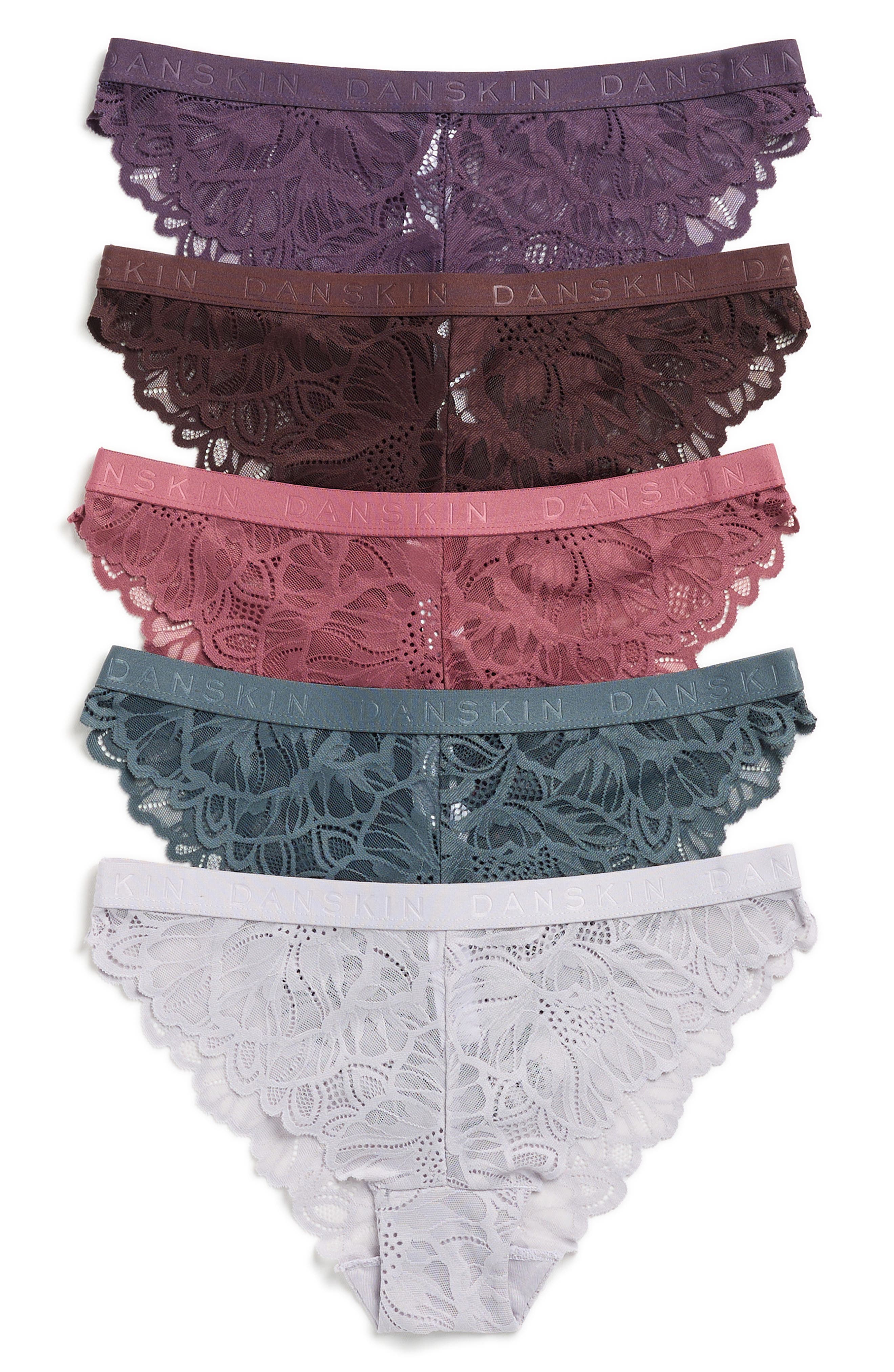 Danskin 5-Pack Lace Cheeky Bikinis
