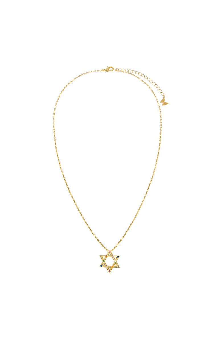 BY ADINA EDEN Multi Colored Star Of David Pendant Necklace, Alternate, color, Multi-Color
