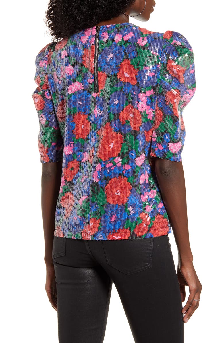 WAYF Greyson Sequin Puff Sleeve Top, Alternate, color, 