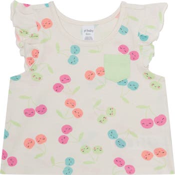 3-Piece Flutter Sleeve Top, Shorts & Headband Set