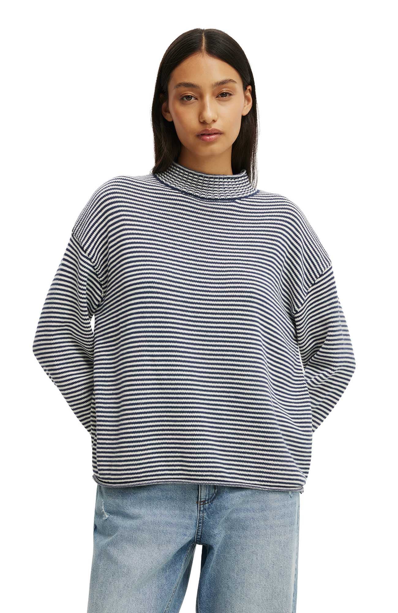 selected Shadow Navy Porcelain Stripe