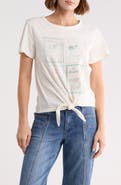 Lucky Brand Tie Front Embroidered Tee