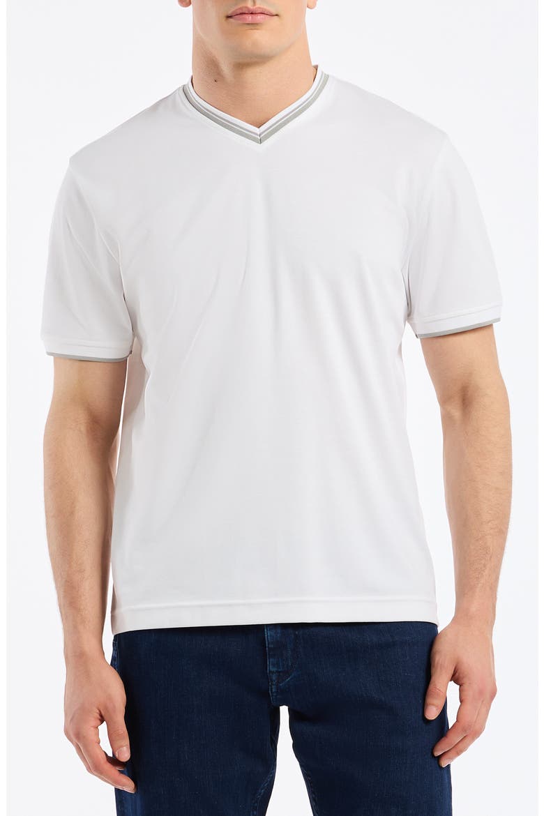 Holton V-Neck Cotton Blend Piqué T-Shirt, Main, color, WHITE