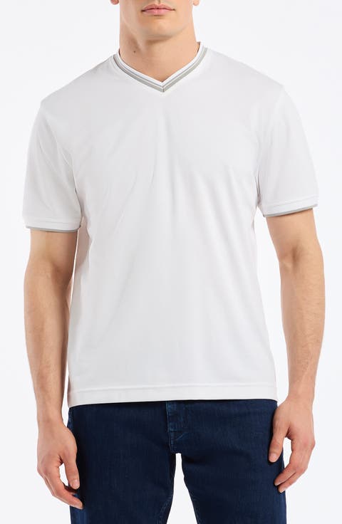 Holton V-Neck Cotton Blend Piqué T-Shirt