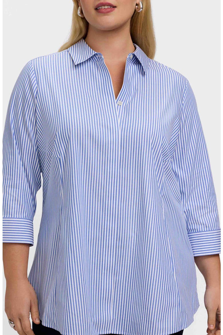 Cici Stripe Cotton Tunic Blouse, Main, color, POWDER BLUE/ WHITE
