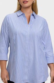 Foxcroft Cici Stripe Cotton Tunic Blouse
