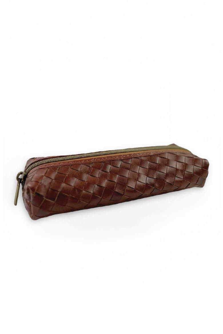 Woven Pencil Case, Main, color, Brown