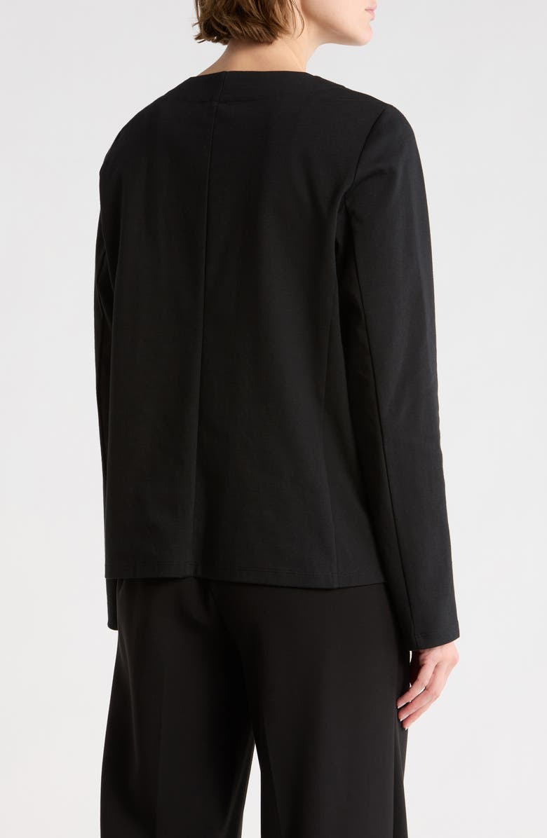 Eileen Fisher Cotton Blend Ponte Full Zip Jacket, Alternate, color, Black
