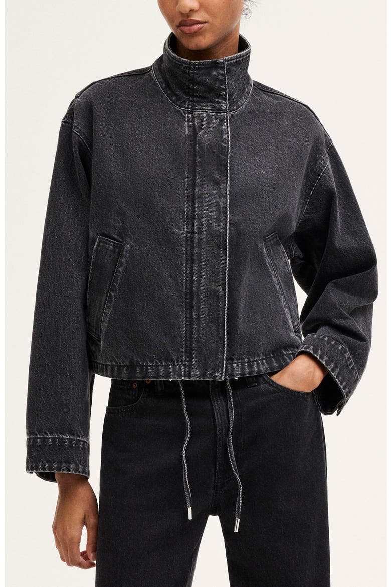 Denim Crop Field Jacket, Main, color, NOIR WASH