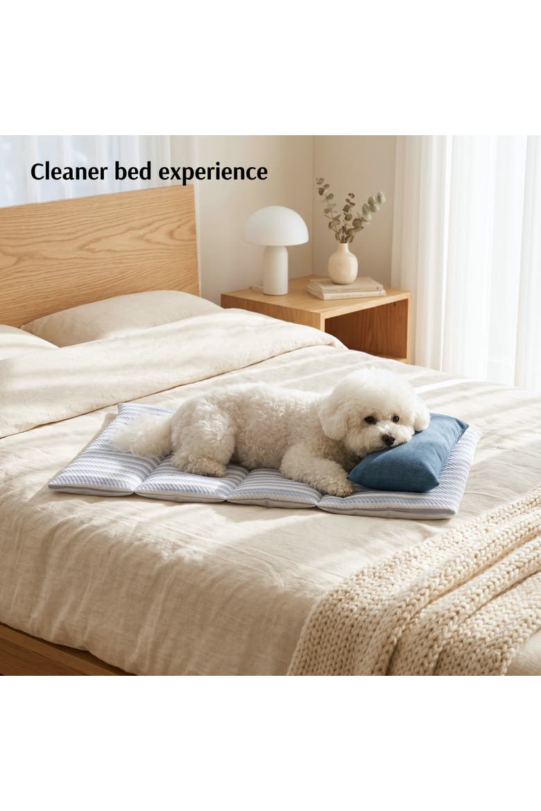Summer Cooling Pet Bed Mat with Neck Pillow, Alternate, color, Blue Stripe