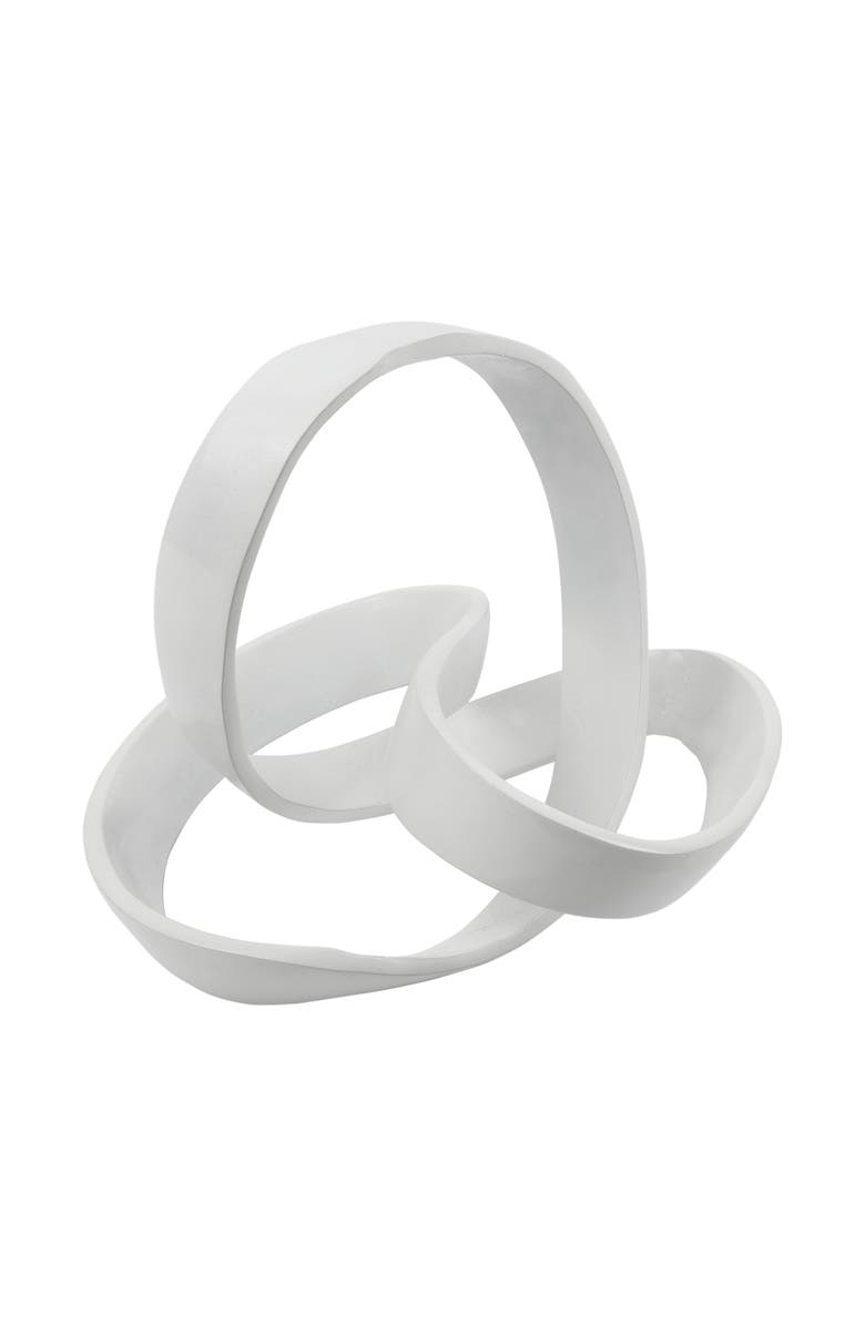 JONATHAN Y Chamberlain 7" Aluminum Abstract Knot Decorative Sculpture, Main, color, White
