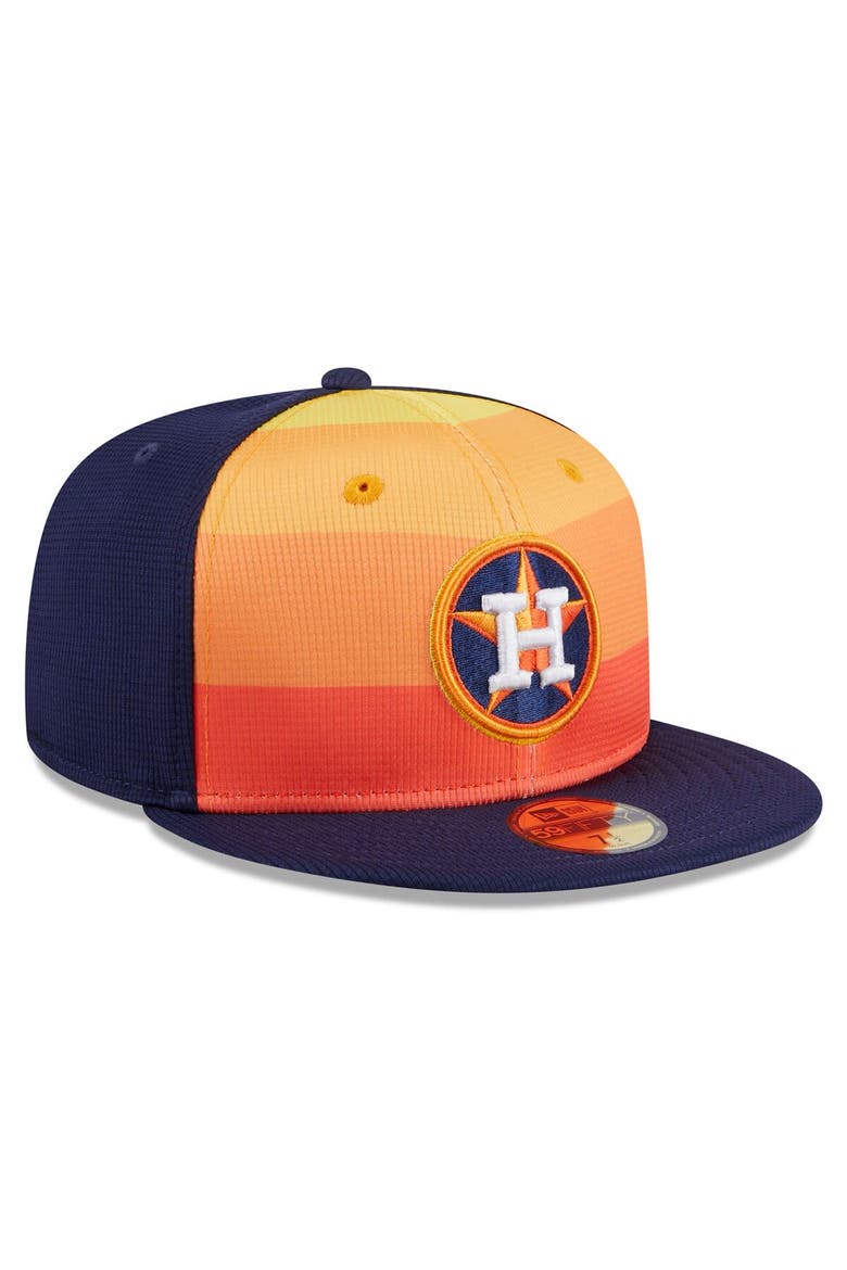 Men's New Era  Orange Houston Astros 2025 Batting Practice 59FIFTY Fitted Hat, Alternate, color, Orange