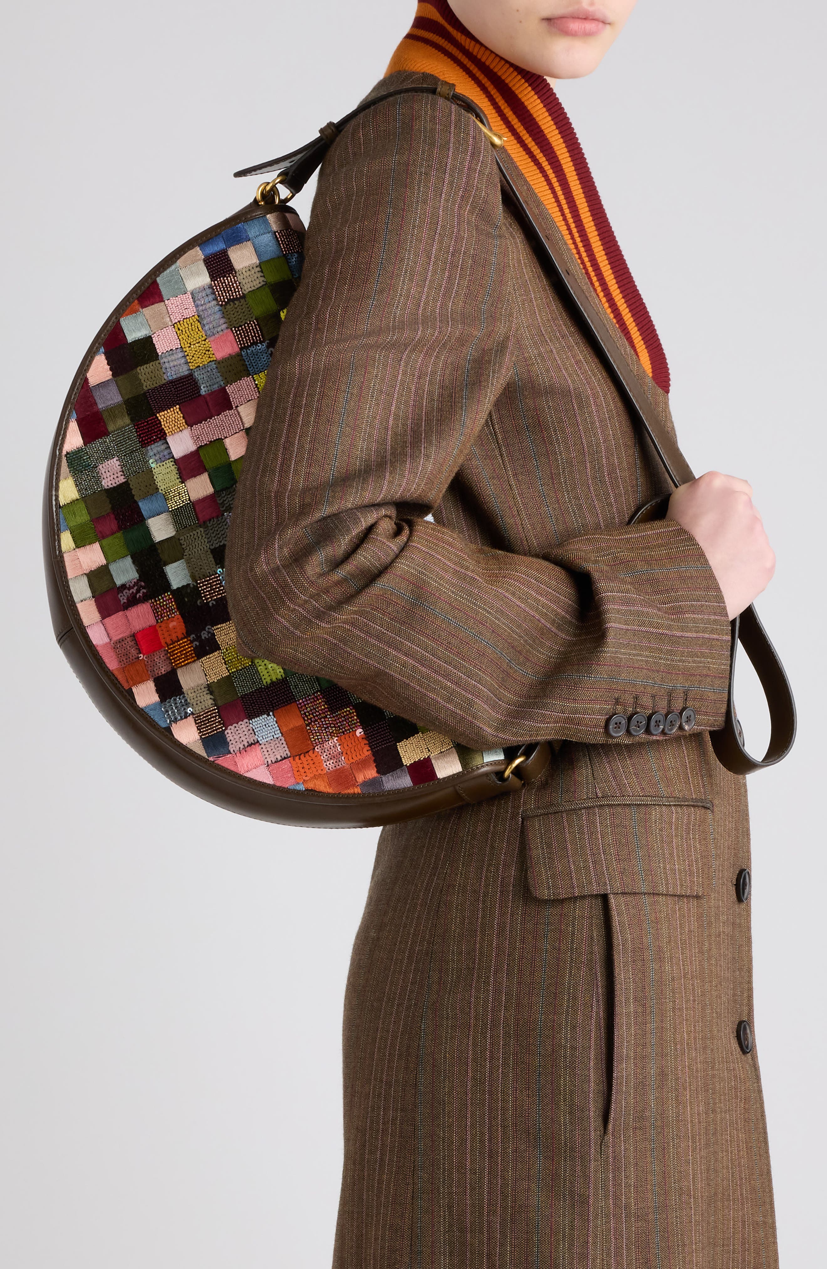 Embellished Silk & Viscose Shoulder Bag, Alternate, color, MULTI 980