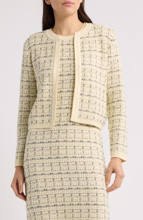 Tweed Open Front Shrug