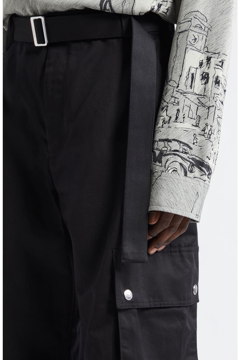 Le Cargo Cotton & Linen Pants, Alternate, color, BLACK