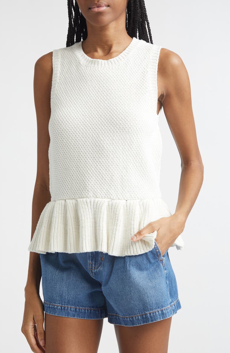 Veronica Beard Nemyah Peplum Tank Sweater, Alternate, color, Dove