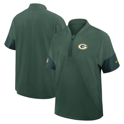 Men's Nike Green Green Bay Packers Sideline Short Sleeve Quarter-Zip Performance Coach Jacket