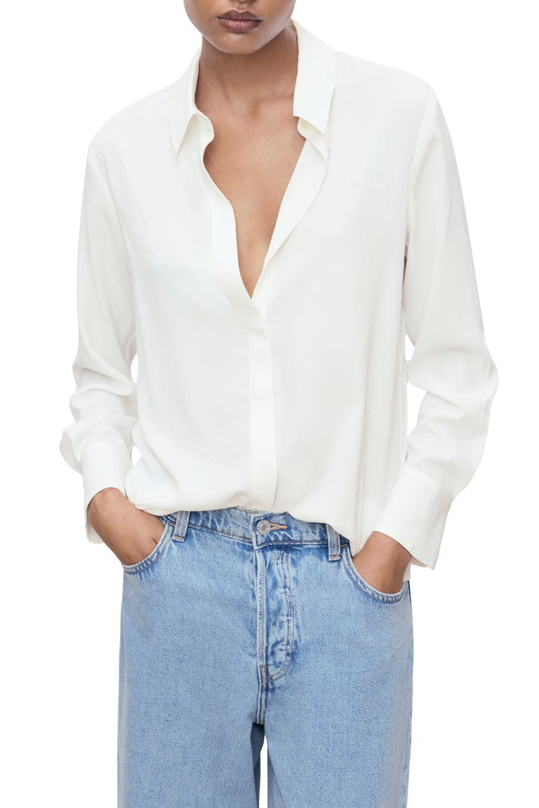 Print Button-Up Shirt, Main, color, OFF WHITE