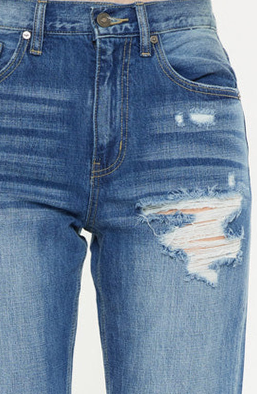 Kancan Eloise Essentials High Rise Straight Leg Jeans In Blue