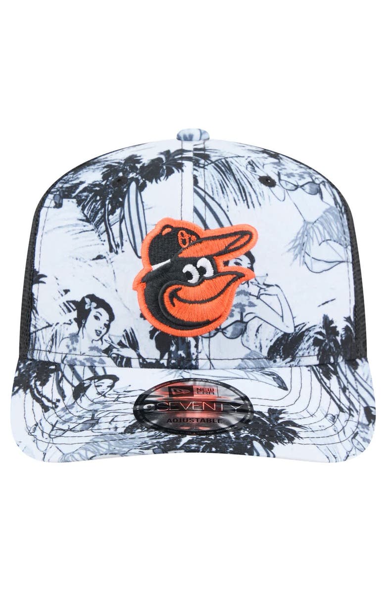 New Era Men's New Era Black Baltimore Orioles Hula Trucker 9SEVENTY Adjustable Hat, Alternate, color, 