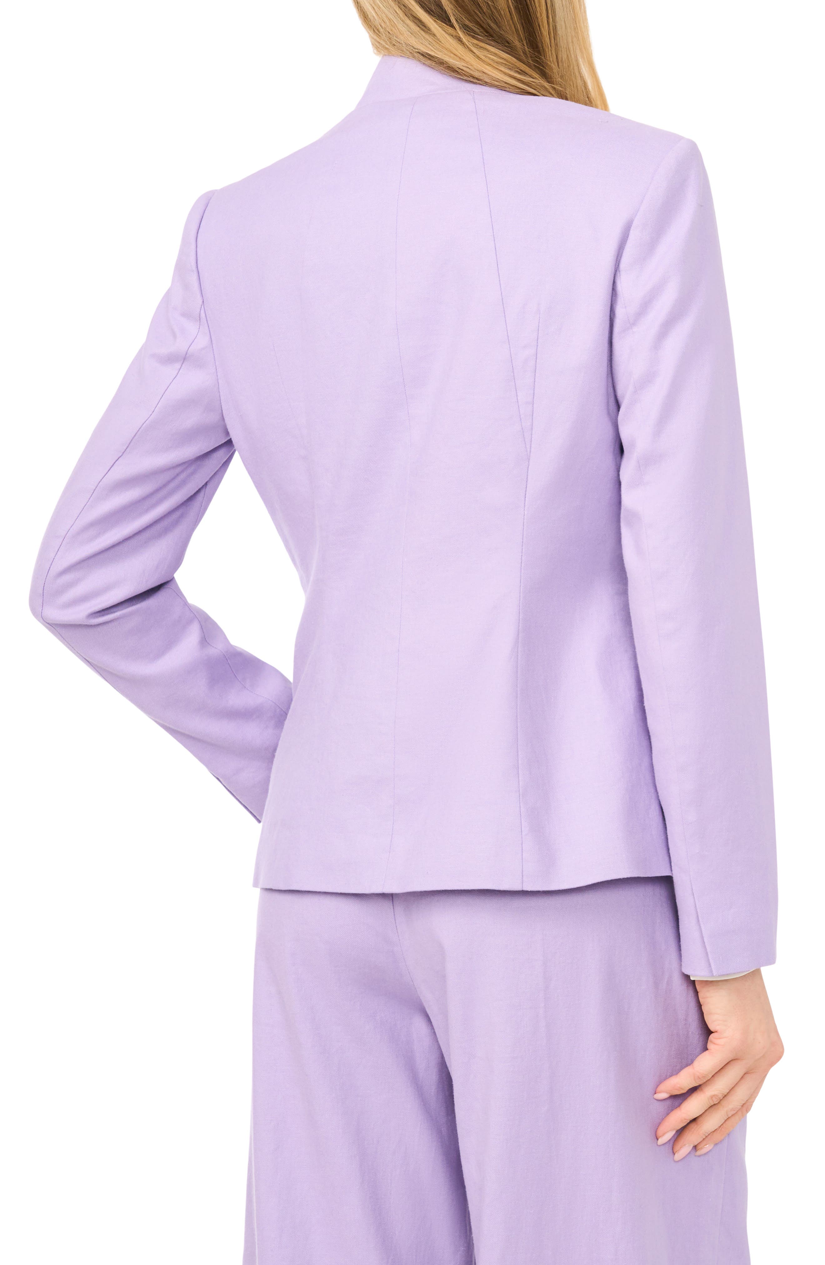 Inverted Lapel Linen Blend Blazer - image 2